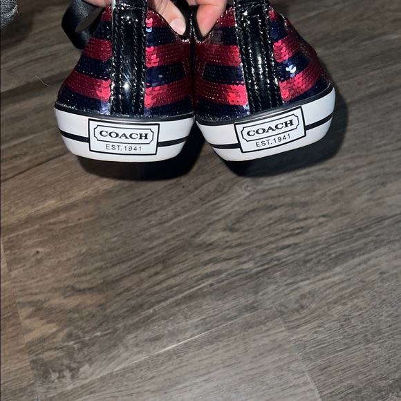 Coach Women's Red and Black Patterned Sneakers Sz 9 - Picture 4 of 5